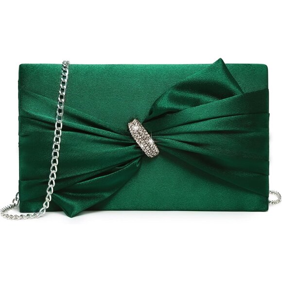 Compact Satin Evening Clutch with Detachable Chain Strap - Chic and Versatile